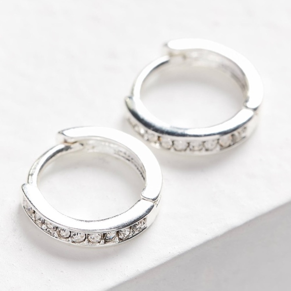 18k Gold Plated Rhinestone Huggie Hoop Earring